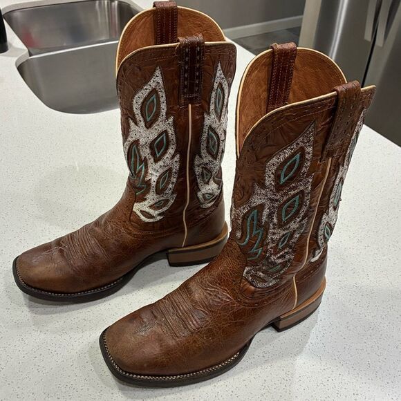 Ariat Nighthawk Western Boots Men’s 9EE Wide Square Toe Brown Leather EUC - Picture 2 of 7